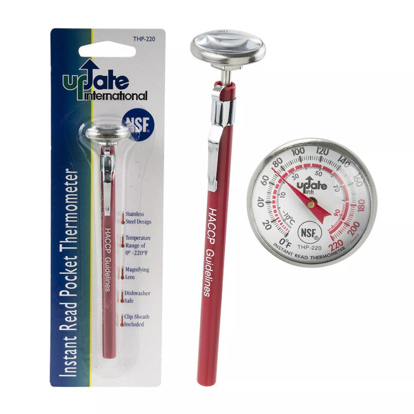 Stainless Steel Instant Read Pocket Cooking Thermometer - Pack of 3