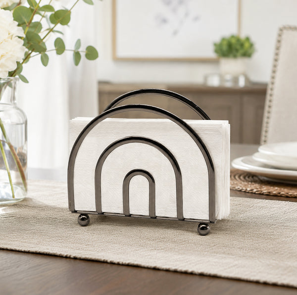 Black Nickel Freestanding Metal Iron Tabletop Arch Napkin Holder