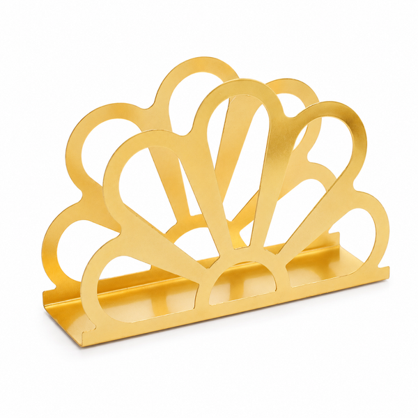 Product Title Gold Iron Napkin Holder – Decorative Floral Design Tabletop Napkin Organizer for Kitchen, Dining Table & Countertop