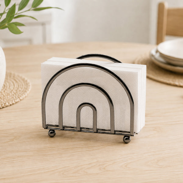 Black Nickel Freestanding Metal Iron Tabletop Arch Napkin Holder