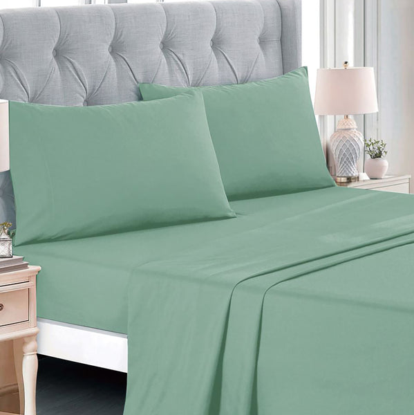 7 Piece Green Floral Modern Comforter Set Soft Bedding