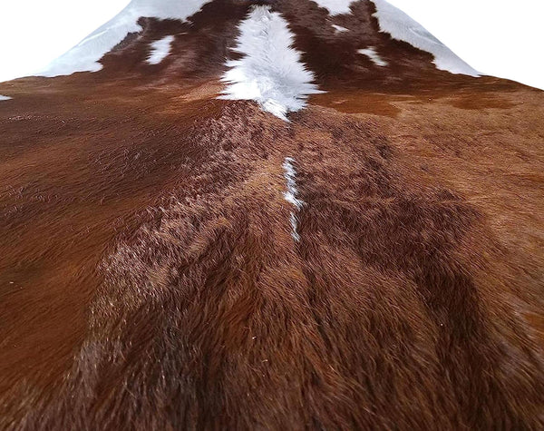 6' x 7' Feet Brown White Cowhide Handmade Soft Large Cow Hide Cow Skin Leather Animal Area Rug
