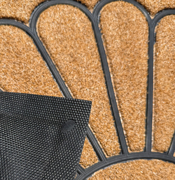 Beige Sunburst Semi-Circle All-Season Sturdy Absorbent Non-Slip Rubber Backing Multipurpose Door Mat