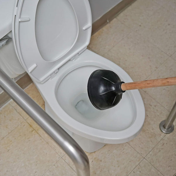 Heavy Duty Toilet & Sink Bathroom Plunger with Wooden Handle - Set of 2