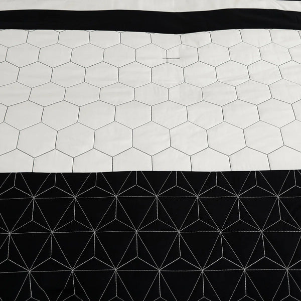 Black White Geometric Modern 9 Piece Bed-in-a-bag Comforter Set