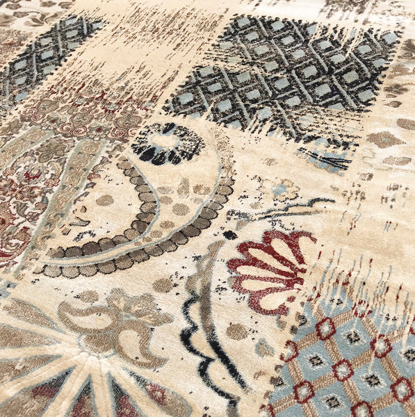Beige Ivory Vintage Abstract Contemporary Glam Area Rug