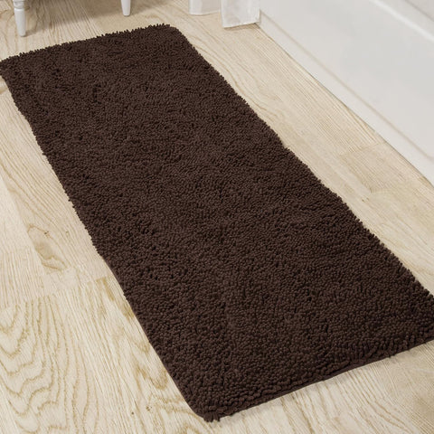 21"x59" - Long Brown Soft Cozy Plush Chenille Bath Mat Bathroom Rug