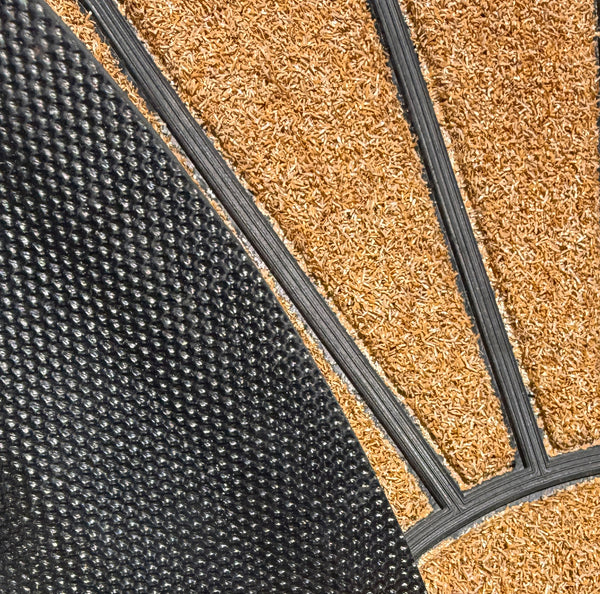 Beige Sunburst Semi-Circle All-Season Sturdy Absorbent Non-Slip Rubber Backing Multipurpose Door Mat