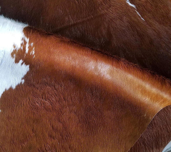 6' x 7' Feet Brown White Cowhide Handmade Soft Large Cow Hide Cow Skin Leather Animal Area Rug