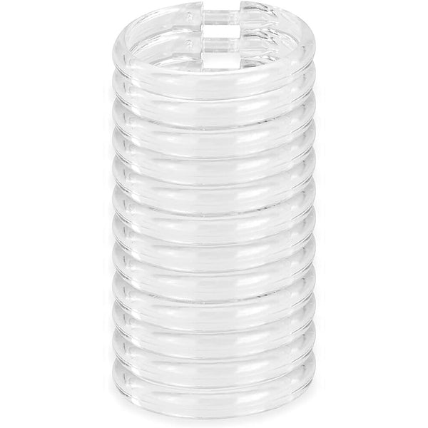 12 Piece Clear Premium Plastic Shower Curtain Hooks Rings Round 2.3" Inches