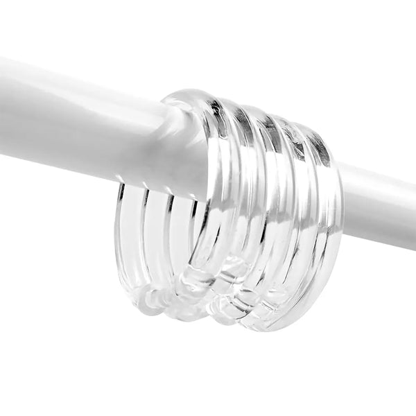 12 Piece Clear Premium Plastic Shower Curtain Hooks Rings Round 2.3" Inches