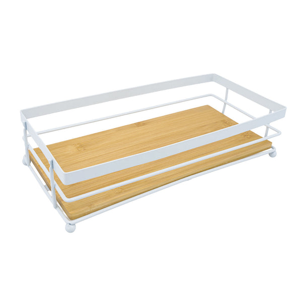 Natural Bamboo Wooden Decorative Storage Organizer Tray - 13.3" x 6.75"