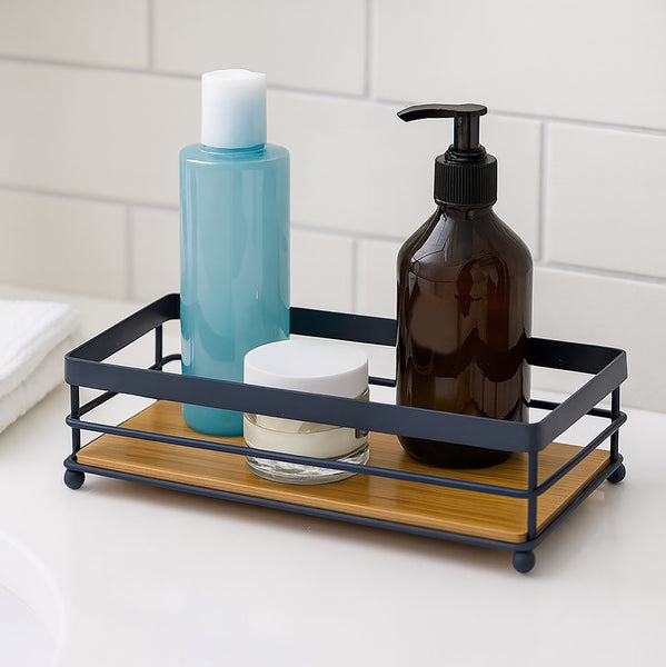 Natural Bamboo Wooden Decorative Storage Organizer Tray - 13.3" x 6.75"