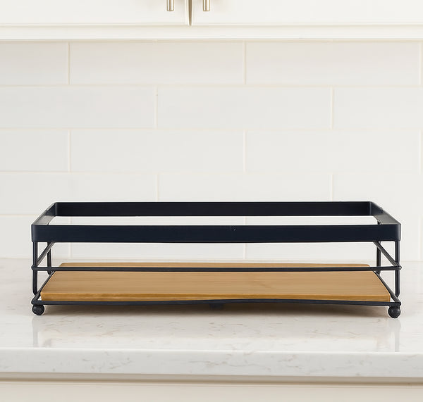 Natural Bamboo Wooden Decorative Storage Organizer Tray - 13.3" x 6.75"