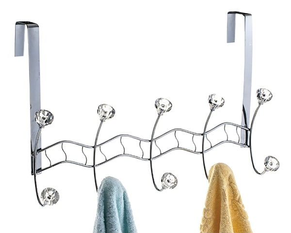 Heavy Duty Silver Over The Door Hanger Hanging Rack 10 Hooks Organizer