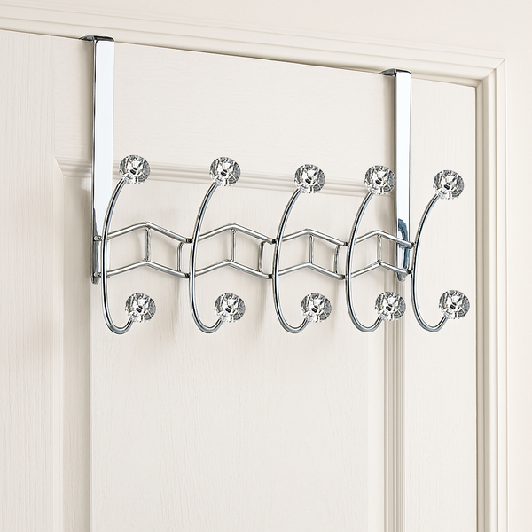 Heavy Duty Silver Over The Door Hanger Hanging Rack 10 Hooks Organizer