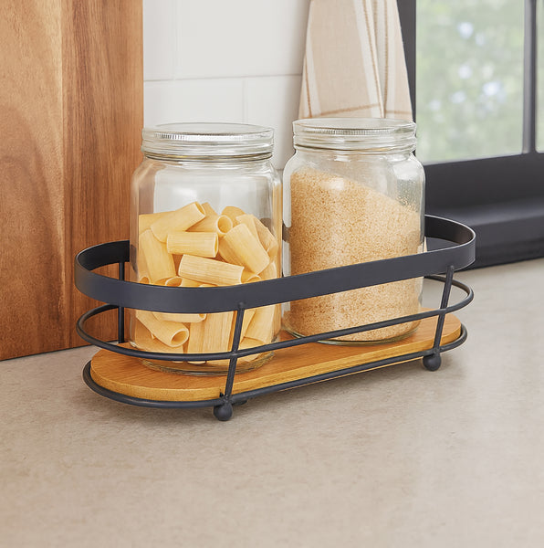 Oval Natural Bamboo Wooden Decorative Storage Organizer Tray - 11.3" x 5"