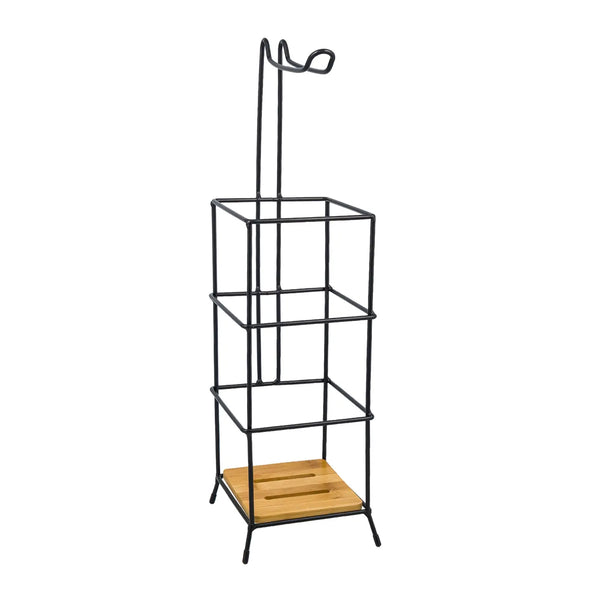 23" Tall - Matte Black Bamboo Toilet Paper Storage Stand Holder