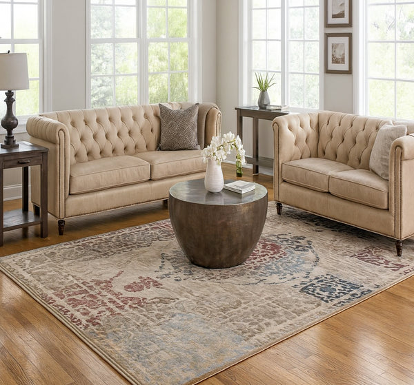 Vintage Contemporary Beige Silky Glam Area Rug