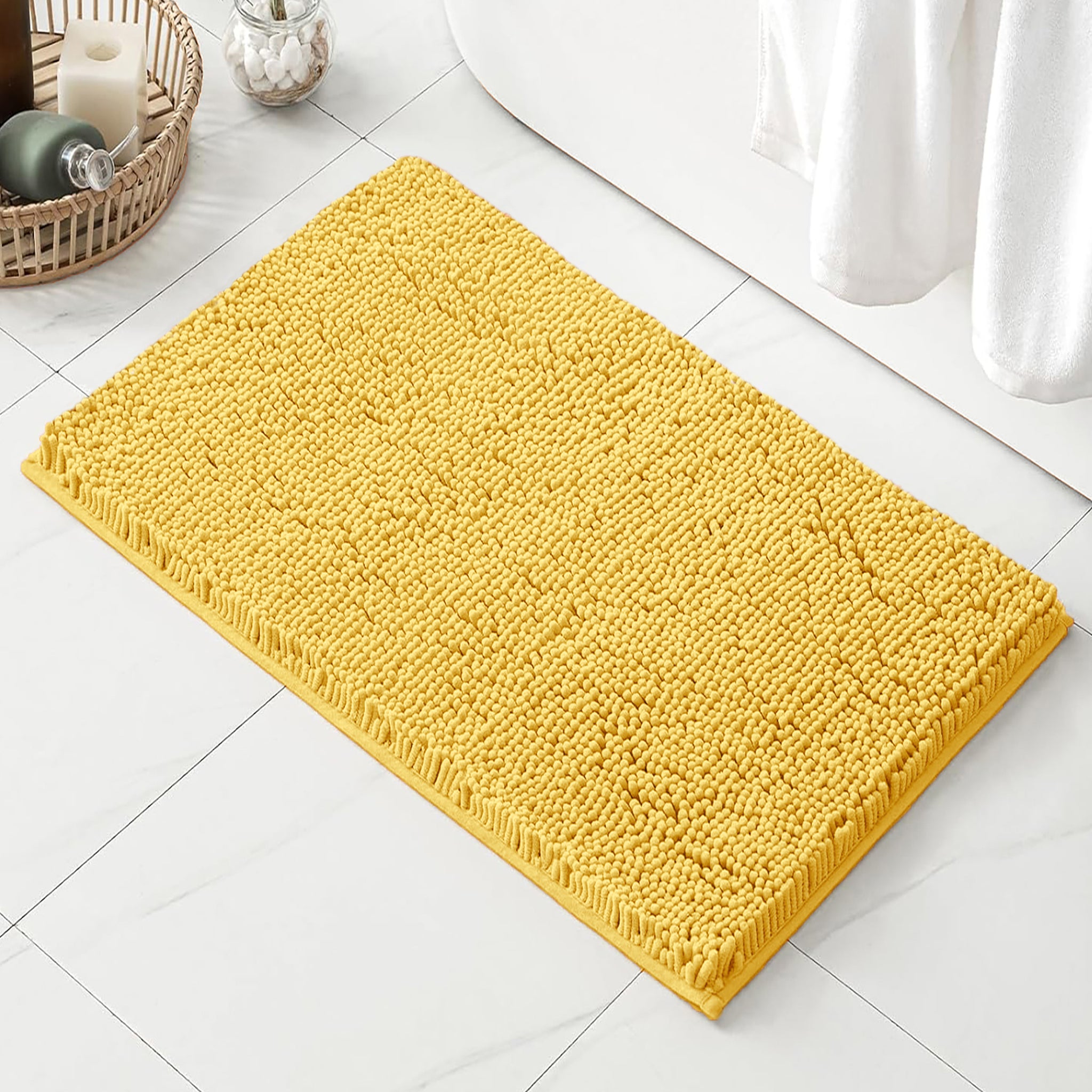 23"x15" - Yellow Lemon Soft Cozy Plush Chenille Bath Mat Bathroom Rug