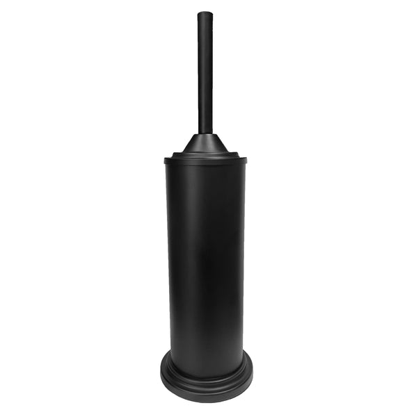 16" Tall - Black Matte Stainless Steel Toilet Brush Set with Holder
