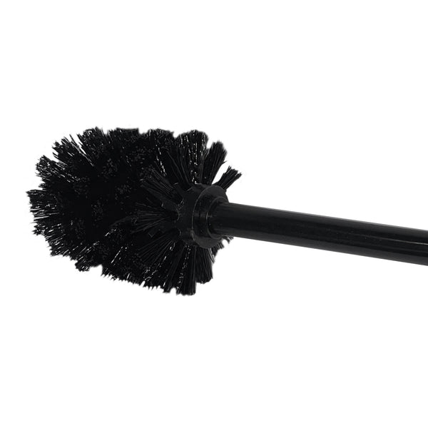 16" Tall - Black Matte Stainless Steel Toilet Brush Set with Holder