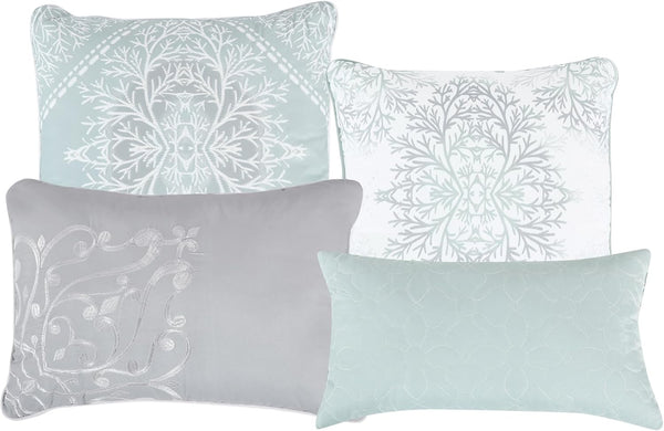 7 Piece Light Green White Paisley Bedding Comforter Set
