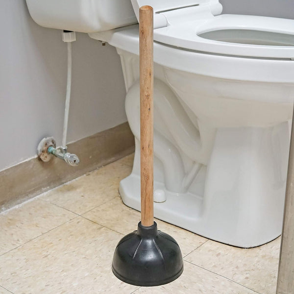 Heavy Duty Toilet & Sink Bathroom Plunger with Wooden Handle - Set of 2