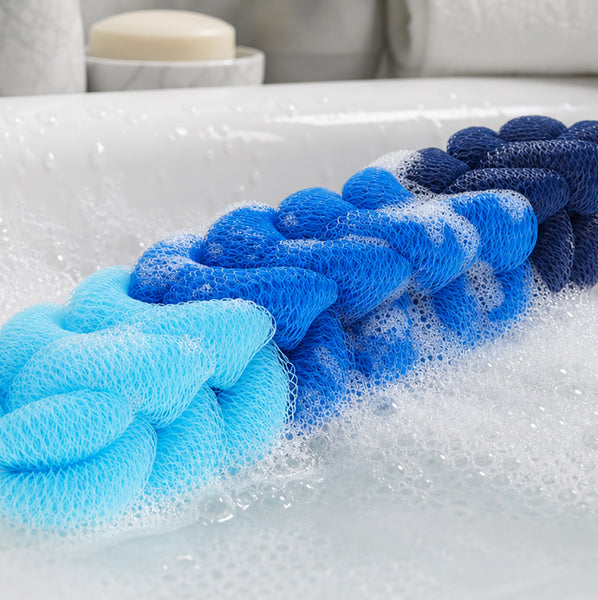 4 Pack Multicolor Mesh Exfoliating Bath Loofah Shower Sponge Body Scrubber - 11" Long