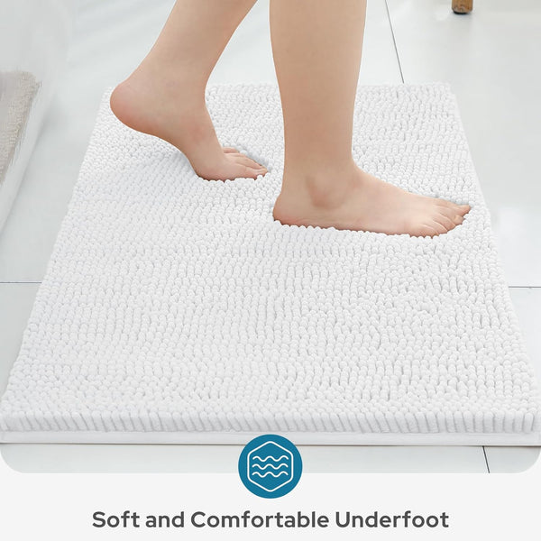 30"x20" - White Soft Cozy Plush Chenille Bath Mat Bathroom Rug