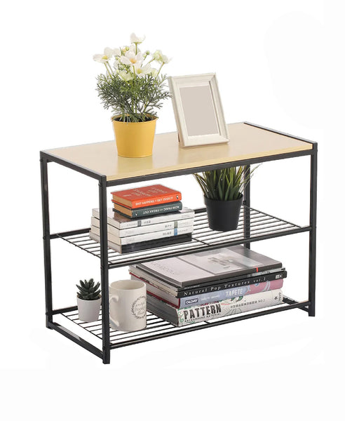 Metal Wood 3-Tier Multifunctional Storage Organizer - 23.6" x 17.5" x 11.8"