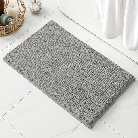 23"x15" - Light Grey Soft Cozy Plush Chenille Bath Mat Bathroom Rug