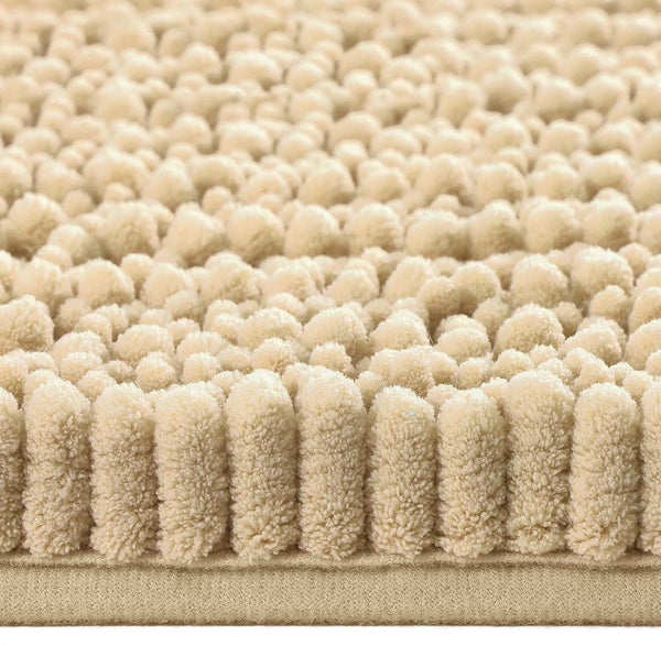 47"x27" - Beige Soft Cozy Plush Chenille Bath Mat Bathroom Rug