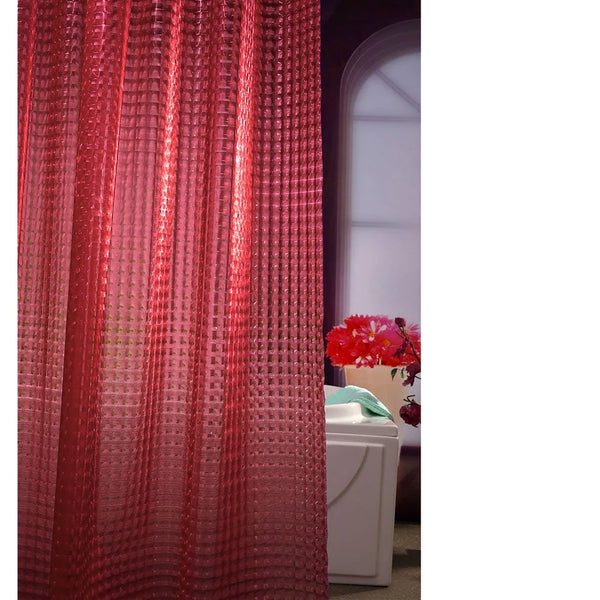 Red 3D Geometric Vinyl Shower Curtain Liner Waterproof