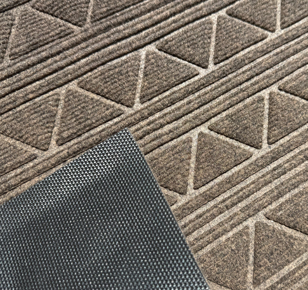 Taupe Geometric All-Season Sturdy Absorbent Non-Slip Rubber Backing Multipurpose Door Mat