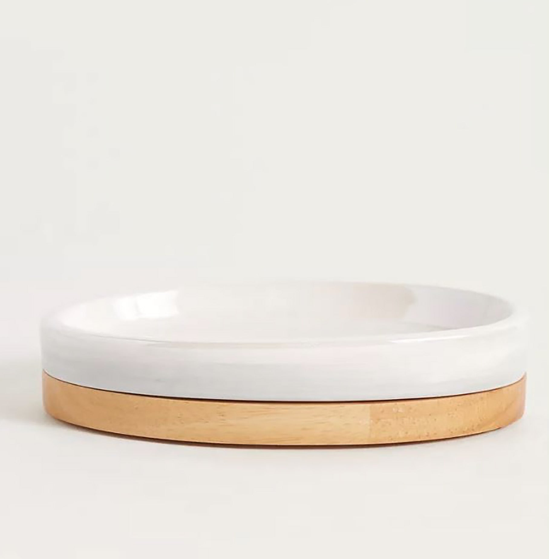 White Beige Bamboo Diatomite Soap Dish - 2 Pack