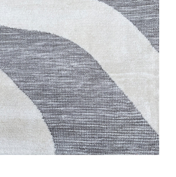 Grey Ivory Swirls Stripes Abstract Boho Farmhouse Soft Pile Boho Minimal Large Area Rug