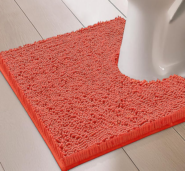 2 Piece Set Coral Soft Cozy Plush Chenille Bath Mat Bathroom Rug