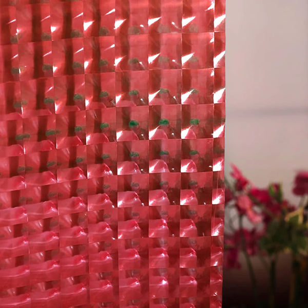 Red 3D Geometric Vinyl Shower Curtain Liner Waterproof