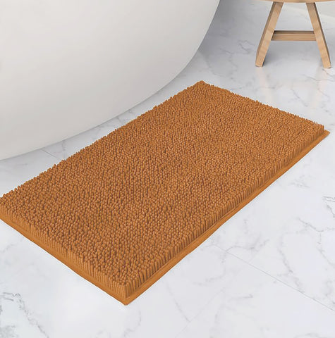 36"x24" - Pumpkin Orange Soft Cozy Plush Chenille Bath Mat Bathroom Rug