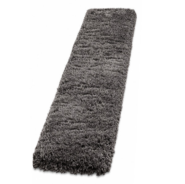 Charcoal Gray Modern Soft Plush High-Pile Shag Hallway Runner Rug - 2'7" x 12'