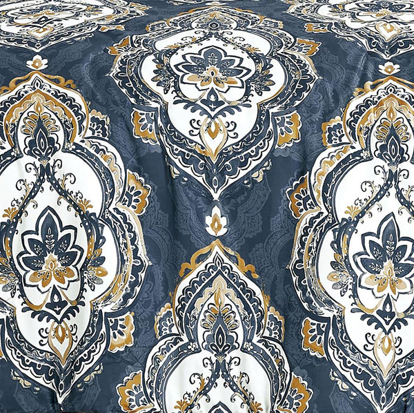 7 Piece Blue Paisley Comforter Set Soft Bedding