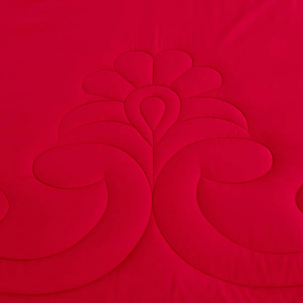 Red Black Floral Modern 9 Piece Bed-in-a-bag Comforter Set