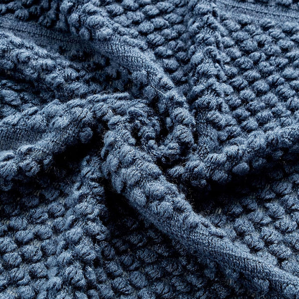 Blue Textured Soft Woven Knitted Cozy Lightweight Throw Blanket with Fringe Tassels - 50"x60"