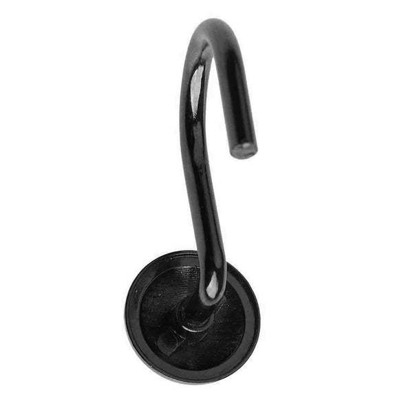 12 Piece Set - Matte Black Button Heavy Duty Shower Curtain Hooks Rings Rustproof Metal