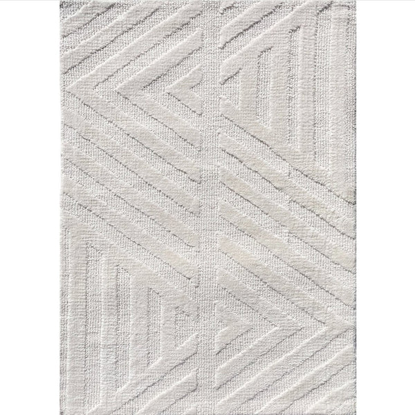 2x3 Ivory Light Cream Geometric Abstract Soft Pile Boho Minimal Door Mat Area Rug
