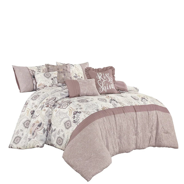 7 Piece Floral Paisley Bedding Comforter Set