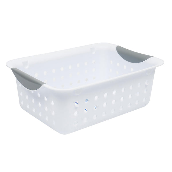 4 Pack Set White Plastic Multipurpose Durable Storage Baskets