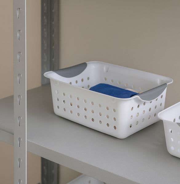 4 Pack Set White Plastic Multipurpose Durable Storage Baskets