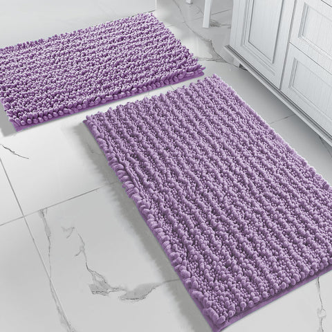 Large 2 Piece Set Lavender Soft Cozy Plush Chenille Bath Mat Bathroom Rug
